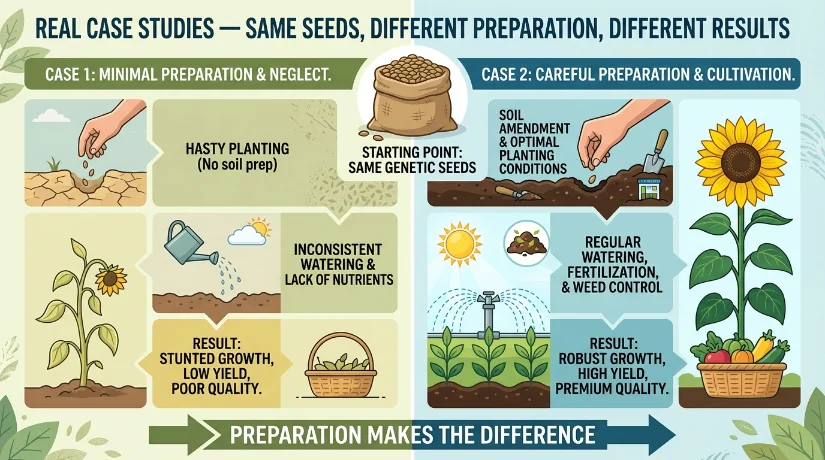 Real Case Studies — Same Seeds, Different Preparation, Different Results
